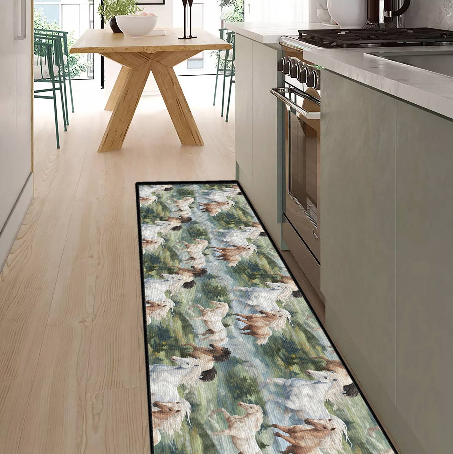 Ultra-Thin Non Skid Floor Mat, Kitchen Rugs Majestic Mane