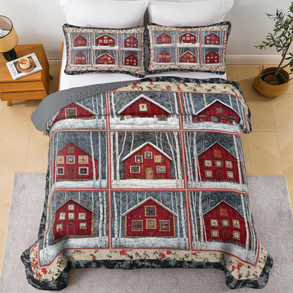 Shineful All Season Quilt 3-Piece Set Christmas Winter Village 