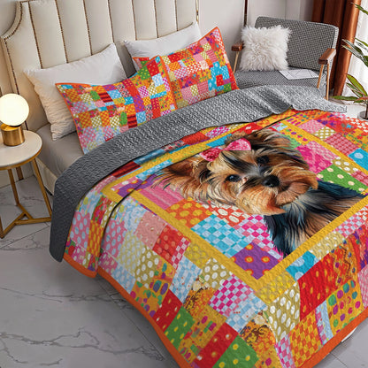 Shineful All Season Quilt 3-teiliges Set Yorkie Vibrant Delight