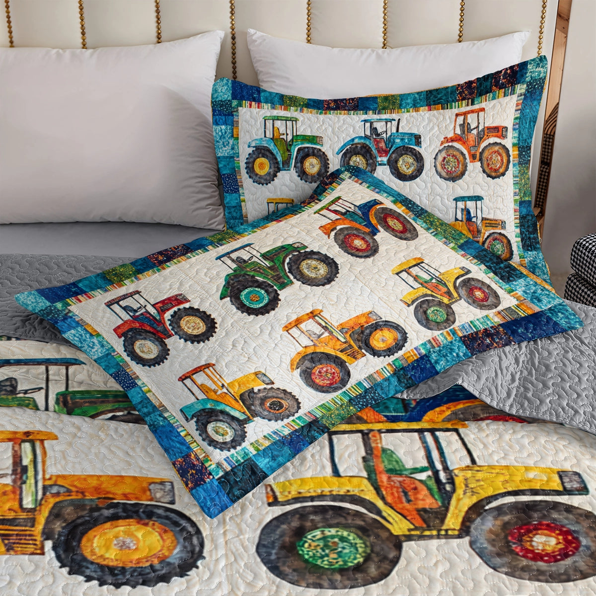 Shineful All Season Quilt 3-Piece Set Farm Country Tractors