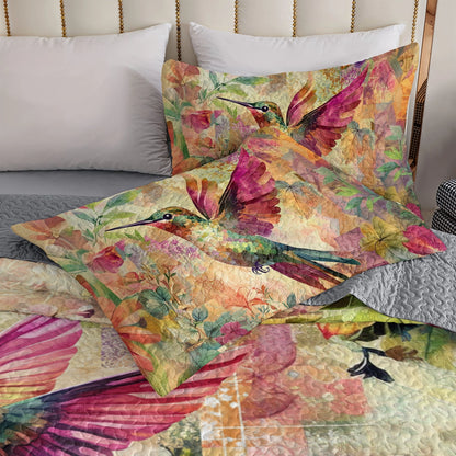 Shineful All Season Quilt 3-Piece Set Hummingbird Garden