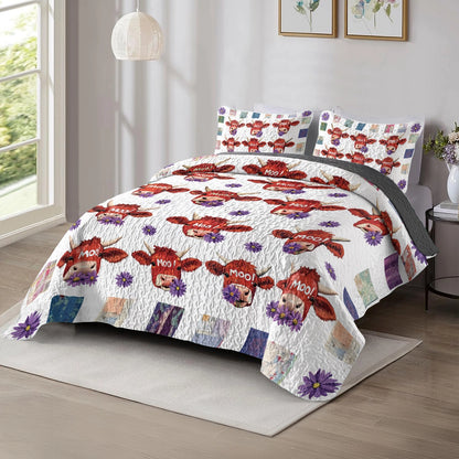 Shineful All Season Quilt 3-Piece Set Cute Cow Delight