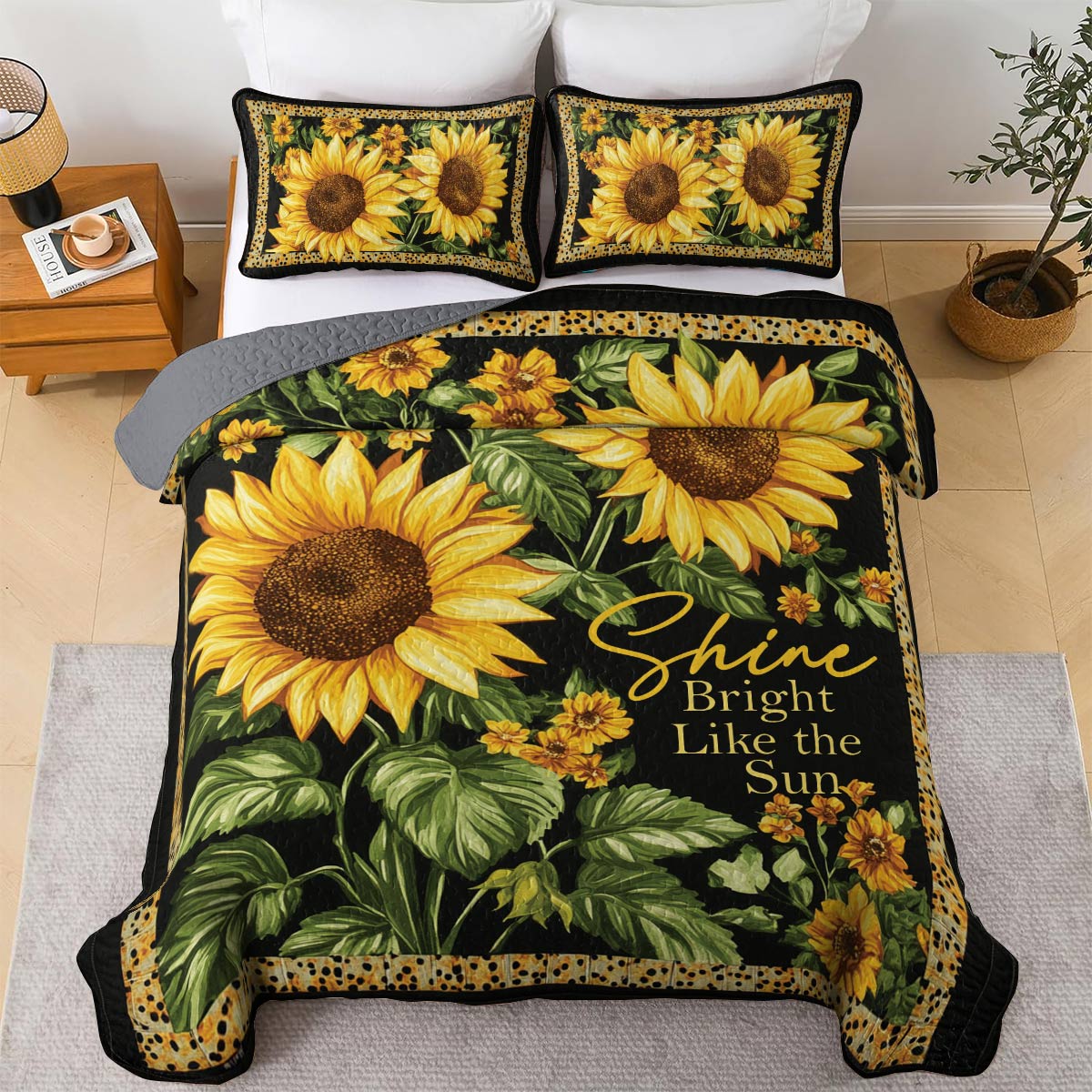 Shineful All Season Quilt 3-Piece Set Bright Sunflower