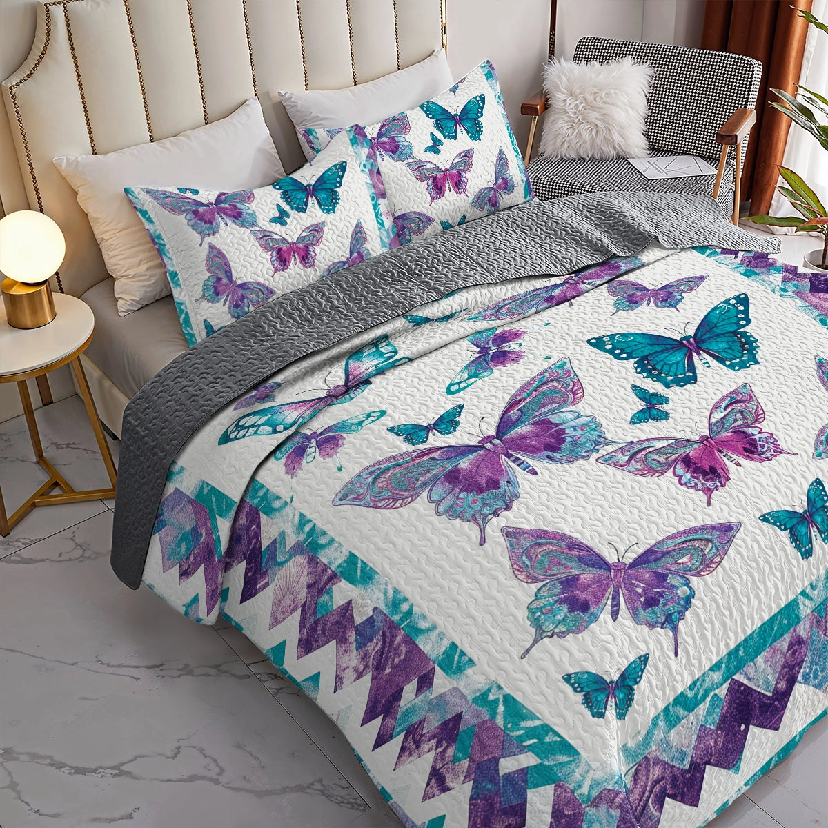 Shineful All Season Quilt 3-teiliges Set Ethereal Butterfly Symphony