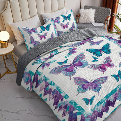 Shineful All Season Quilt 3-Piece Set Ethereal Butterfly Symphony