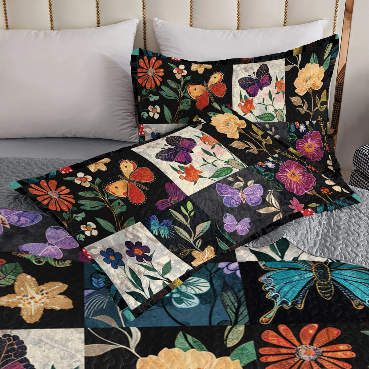 Shineful All Season Quilt 3-Piece Set Butterfly Blooms