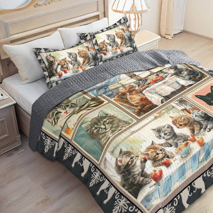 Shineful All Season Quilt 3-Piece Set Elegent Cats