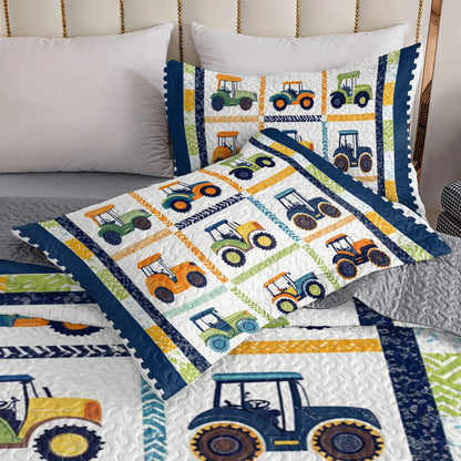 Shineful All Season Quilt 3-Piece Set Farm Bright Tractor