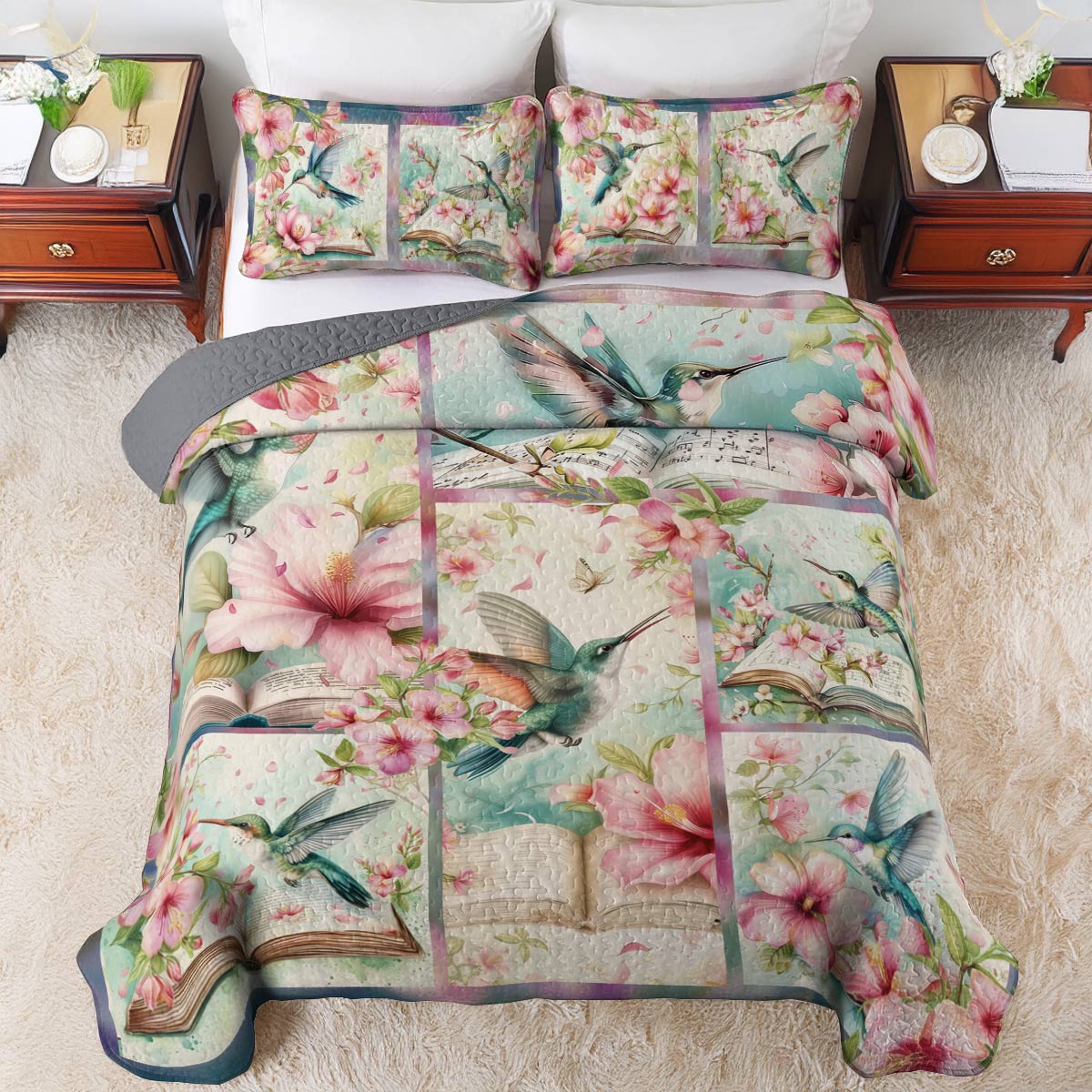 Shineful All Season Quilt 3-Piece Set Hummingbird Haven