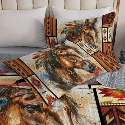 Shineful All Season Quilt 3-Piece Set Tribal Horse