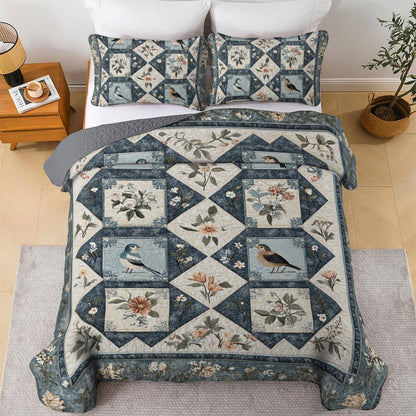 Shineful All Season Quilt 3-Piece Set Vintage Birdsong