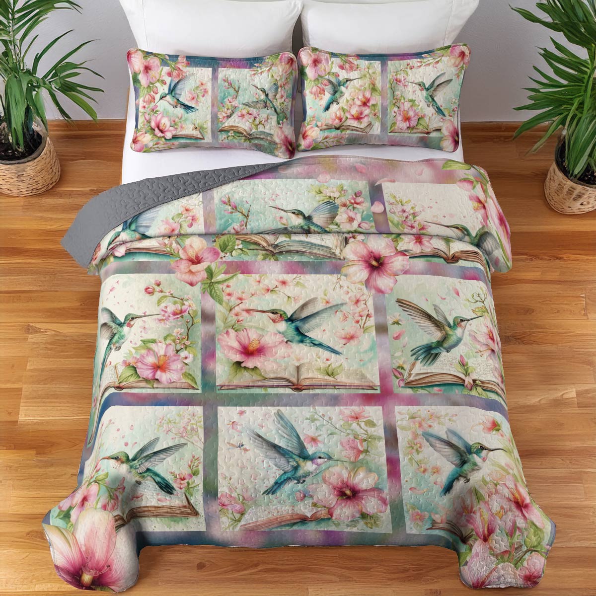 Shineful All Season Quilt 3-Piece Set Hummingbird Bliss