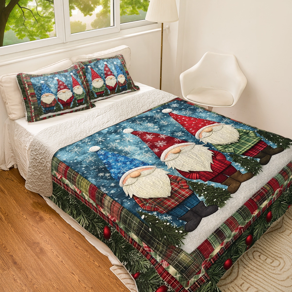 Shineful All Season Quilt 3-Piece Set - Cozy Christmas Gnome