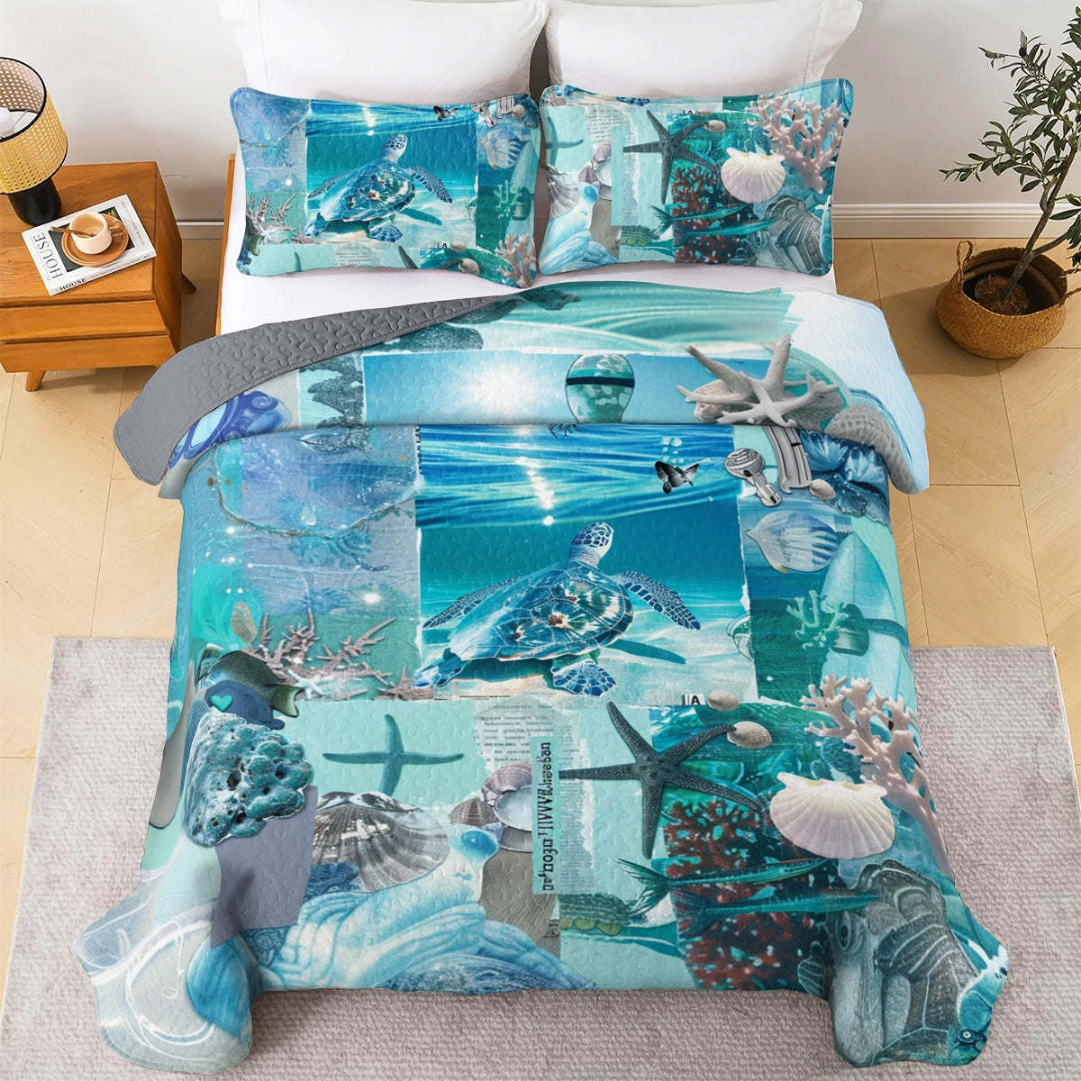 Shineful All Season Quilt 3-Piece Set Ocean Serenity