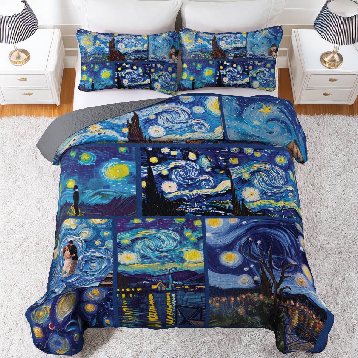 Shineful All Season Quilt 3-Piece Set Starry Night Sip