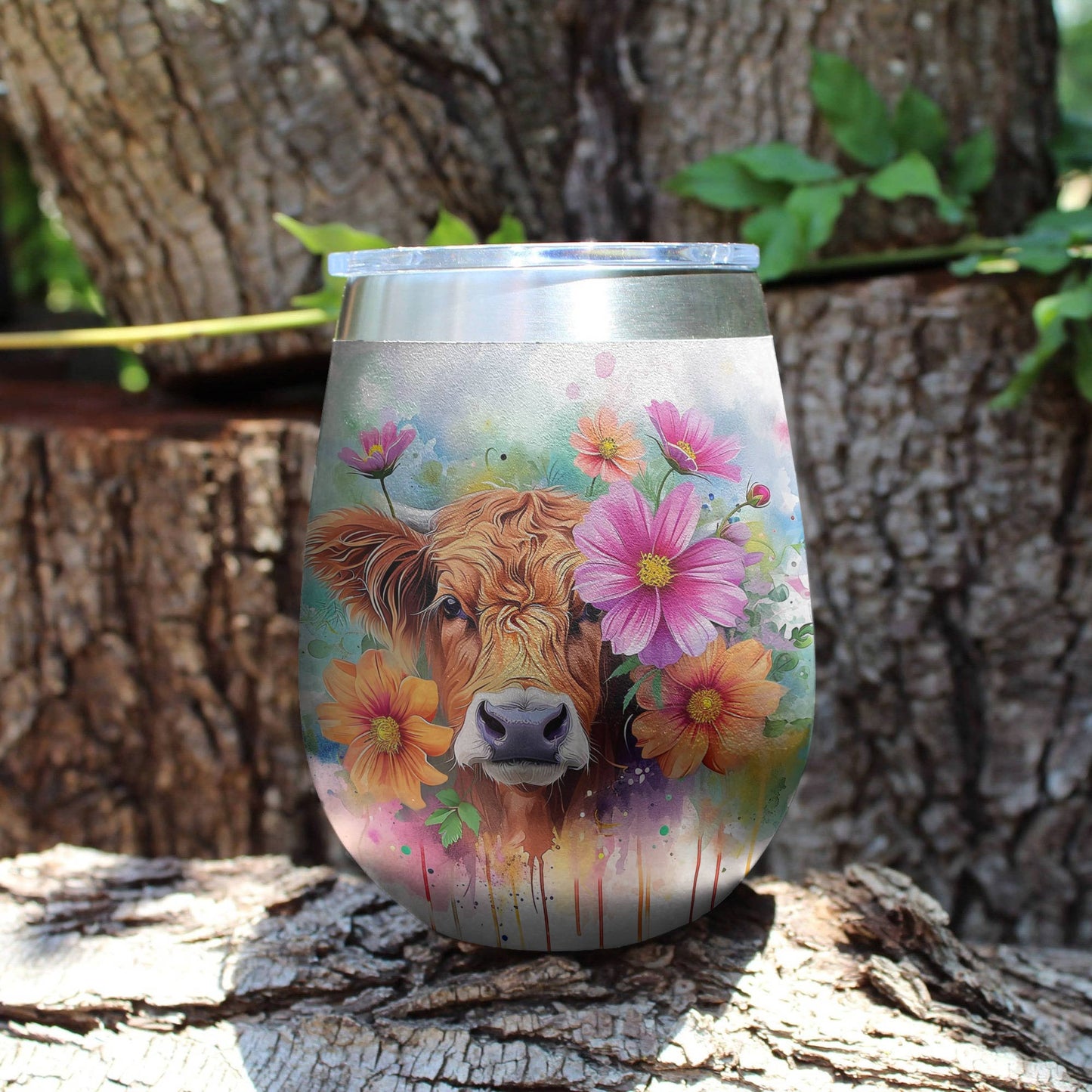 Highland Cow 12 Oz Shineful™ Floral 2 Nl09 12Oz Tumbler