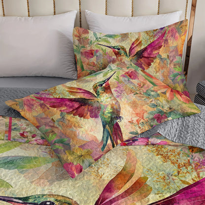 Shineful All Season Quilt 3-Piece Set Hummingbird Harmony