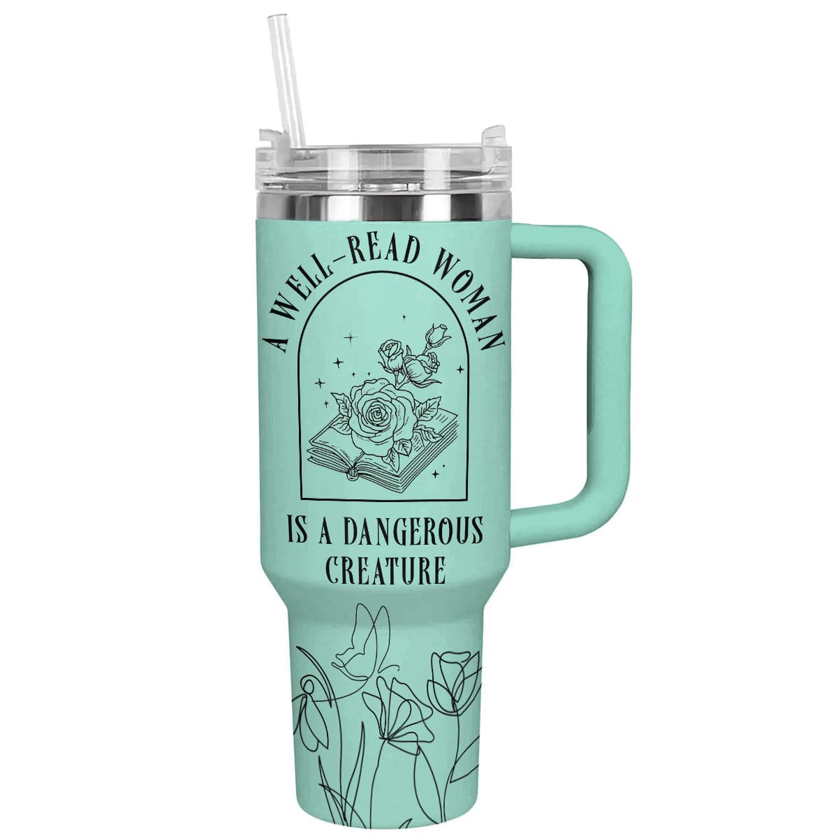 Reading 40 Oz Shineful™ Tumbler Well-Read Woman Nl09 Turquoise Blue 40Oz