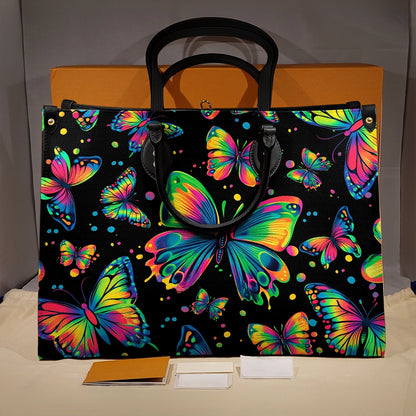 Shineful Leather Bag Neon Butterfly Dreams