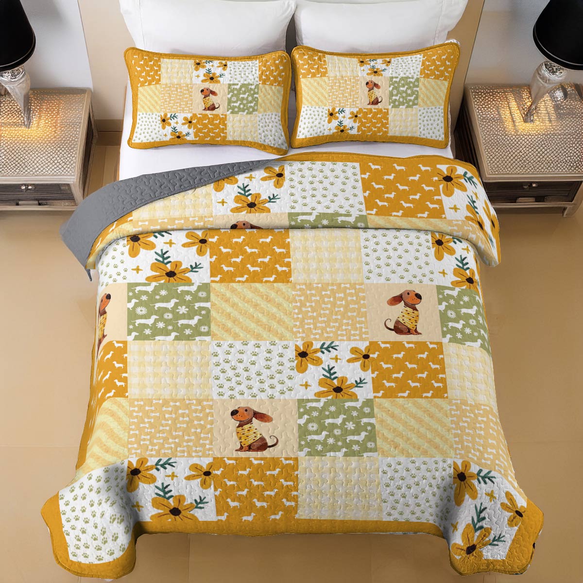 Shineful All Season Quilt 3-Piece Set Sunny Paws