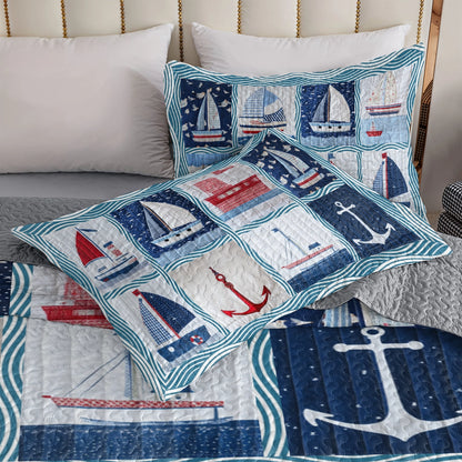 Shineful All Season Quilt 3-Piece Set Sailing Nautical Dreams