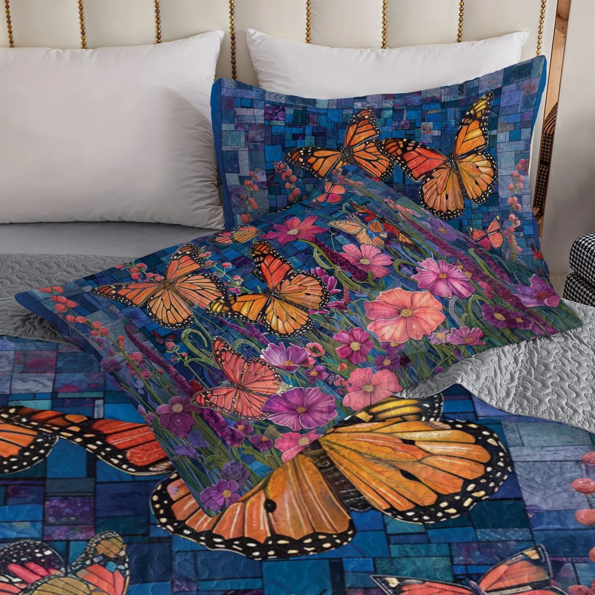 Shineful All Season Quilt 3-Piece Set  Vibrant and Beautiful Butterfly