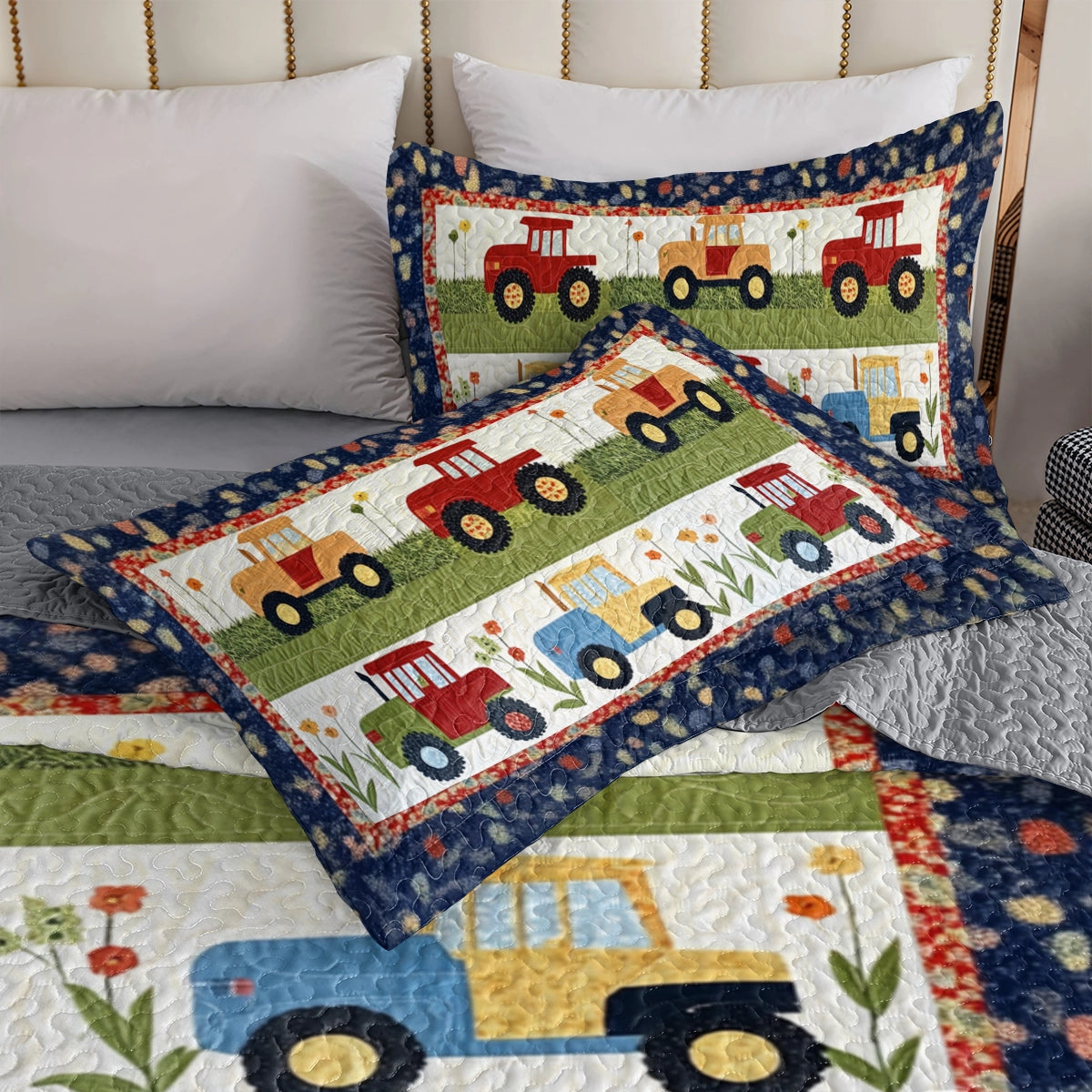 Shineful All Season Quilt 3-Piece Set Farm Charming Tractor