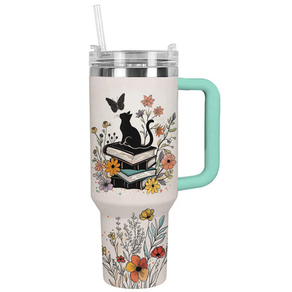 Reading Shineful™ Tumbler Cat & Book Nl09 Turquoise Blue 40Oz