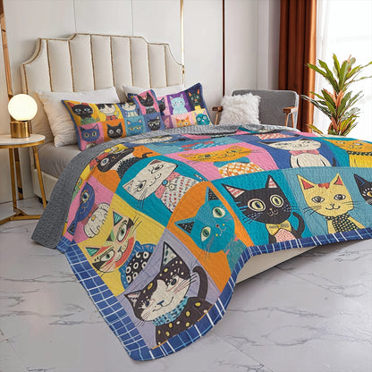 Shineful All Season Quilt 3-Piece Set Purrfectly Playful Cats