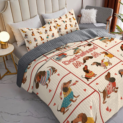 Shineful All Season Quilt 3-Piece Set Dachshund Doodles