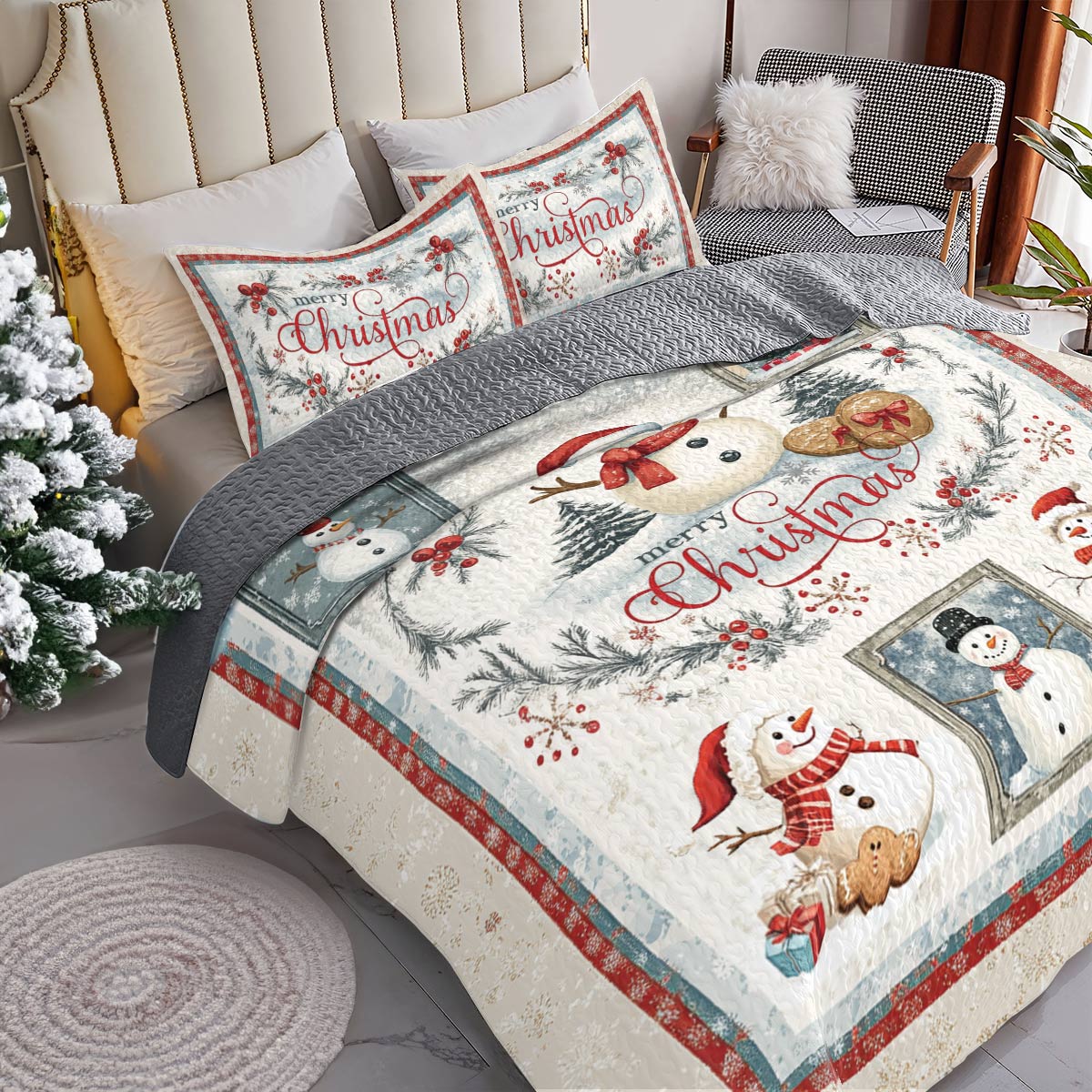 Shineful All Season Quilt 3-teiliges Set Snowy Christmas