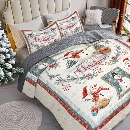 Shineful All Season Quilt 3-Piece Set Snowy Christmas