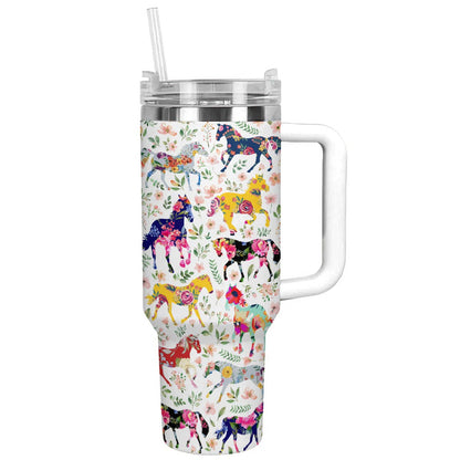 Shineful Tumbler Floral Horse