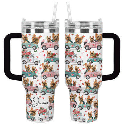 Shineful Tumbler Personalized Yorkie Car Ride