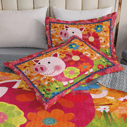 Shineful All Season Quilt 3-Piece Set Piggy Playtime