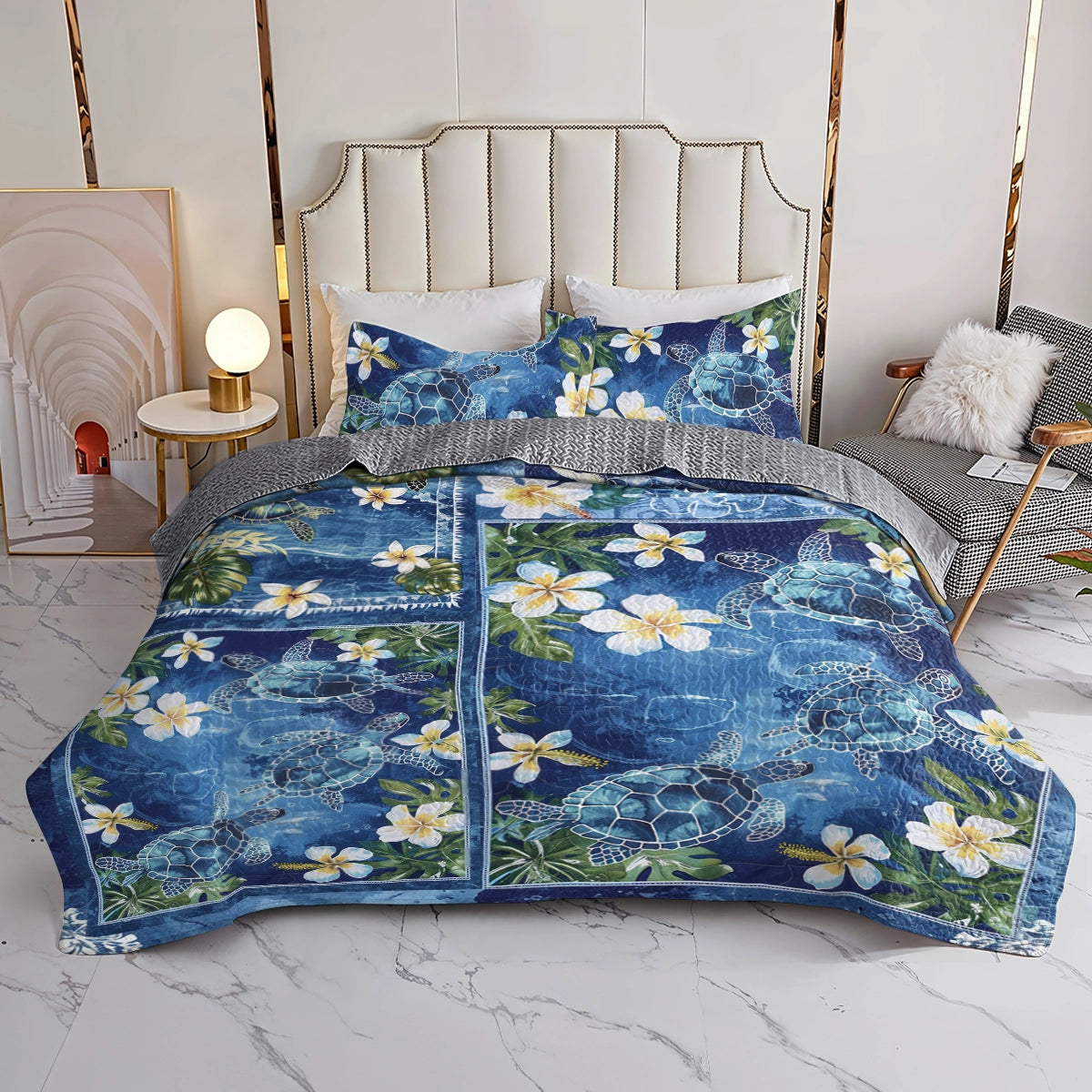 Shineful All Season Quilt 3-Piece Set Tropical Sea Turtle