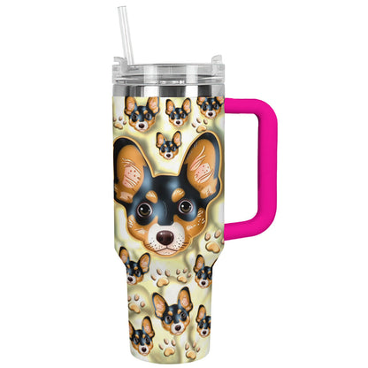 40 Oz Dachshund Shineful™ Tumbler Dachshunds 3D Nl09 Hot Pink 40Oz