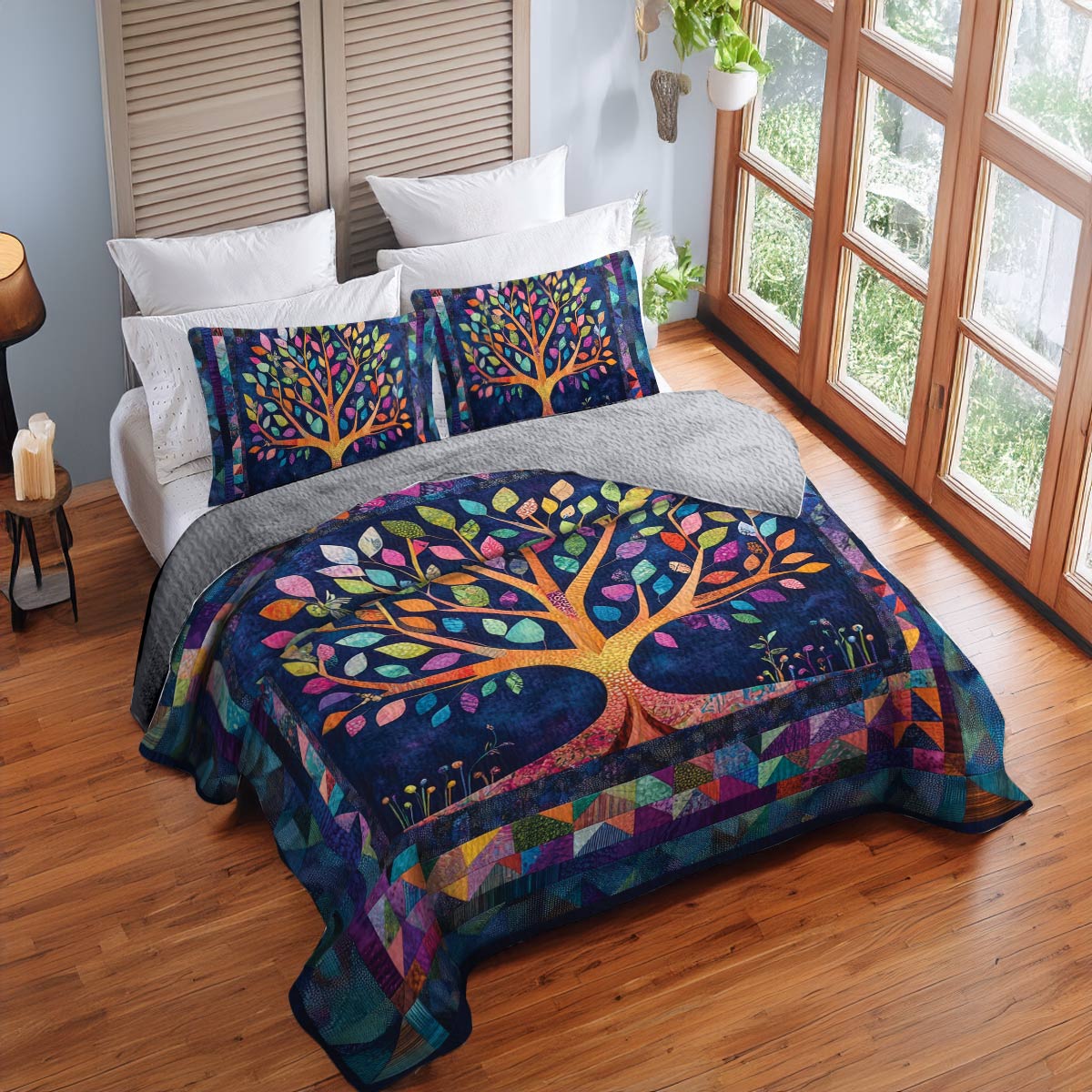 Shineful All Season Quilt 3-Piece Set Autumn Tree