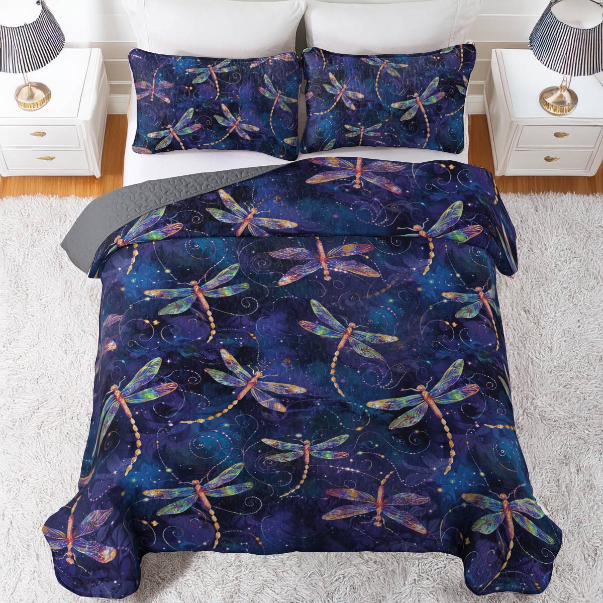 Shineful All Season Quilt 3-Piece Set Dream Dragonfly