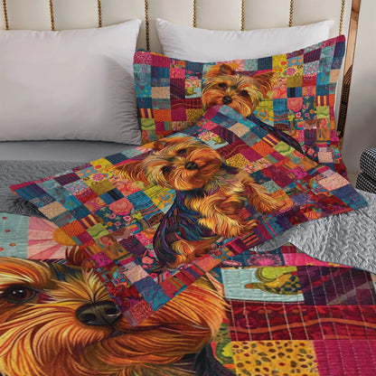 Shineful All Season Quilt 3-Piece Set Yorkie Patchwork