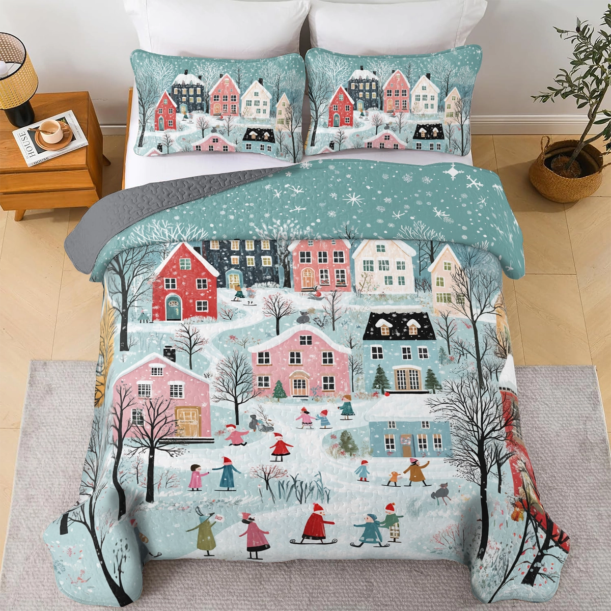 Shineful All Season Quilt 3-Piece Set Christmas Winter Wonderland