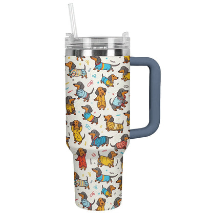 40 Oz Dachshund Shineful™ Tumbler Happy Dachshunds Nl09 Navy 40Oz