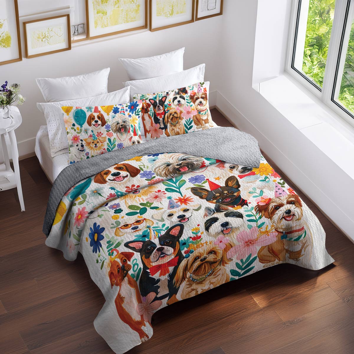 Shineful All Season Quilt 3-Piece Set Puppy Party