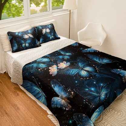 Shineful All Season Quilt 3-Piece Set - Mystical Butterfly Haven