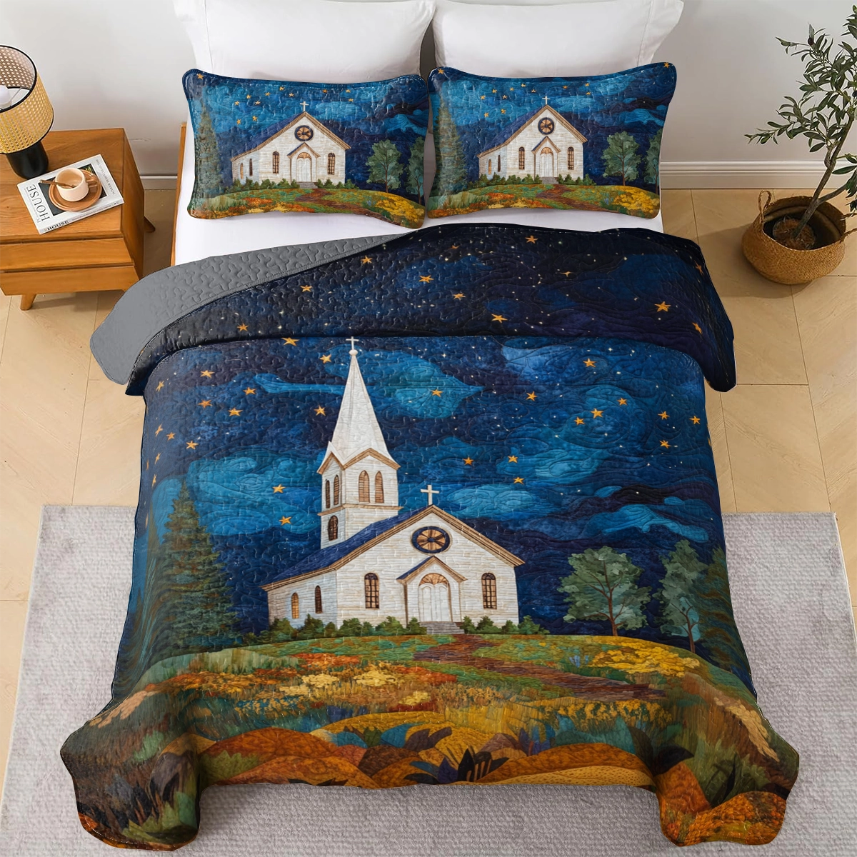 Shineful All Season Quilt 3-Piece Set God Starlight Sanctuary