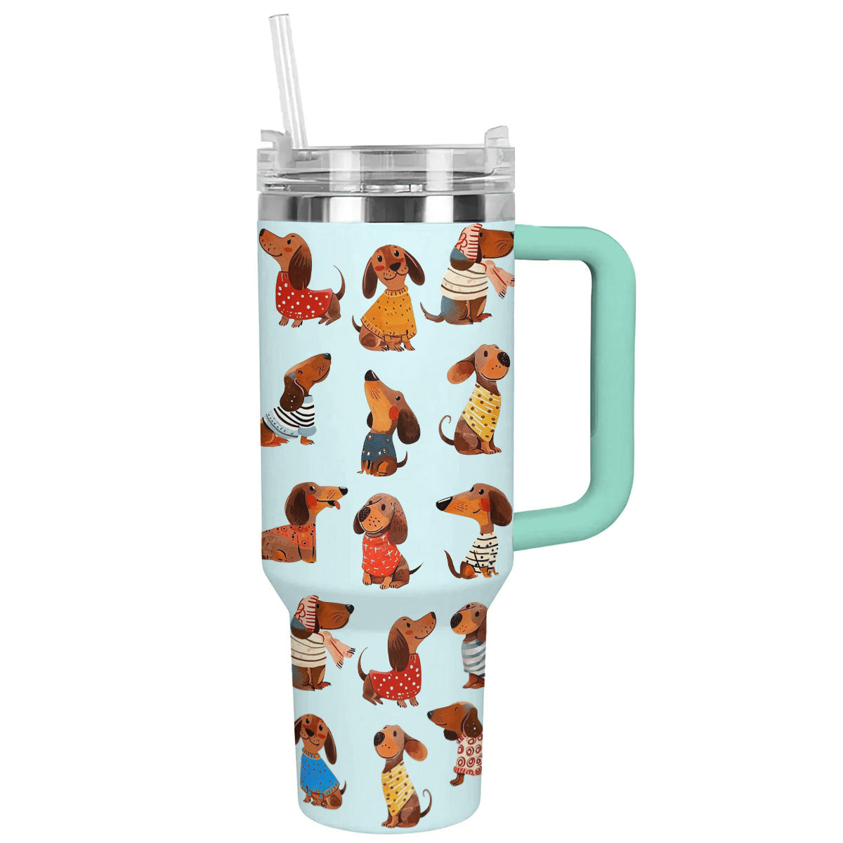 40 Oz Dachshund Shineful™ Tumbler Dachshunds Blue Nl09 Turquoise 40Oz