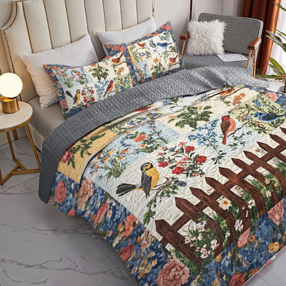 Shineful All Season Quilt 3-Piece Set Bird Garden Melody Blis