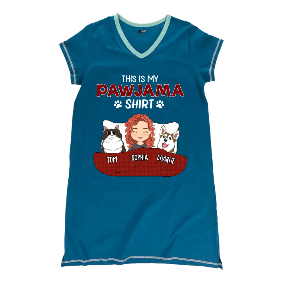 Pet Lovers - Pajama Shirt Version 3 Personalized Women’s V-Neck Nightshirts V-Neck Women’s