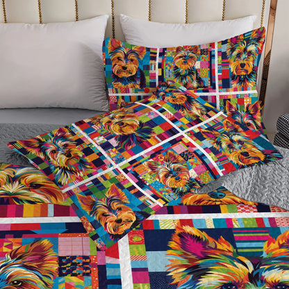 Shineful All Season Quilt 3-Piece Set Colorful Yorkie Delight