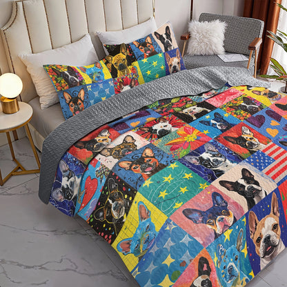 Shineful All Season Quilt 3-teiliges Set Boston Terriers Mosaik